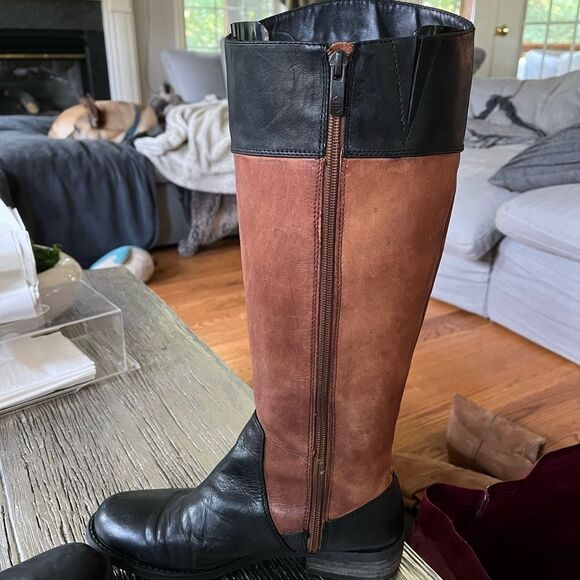 Vince Camuto Brown & Black Leather Riding Boots sz 7 - Picture 6 of 10